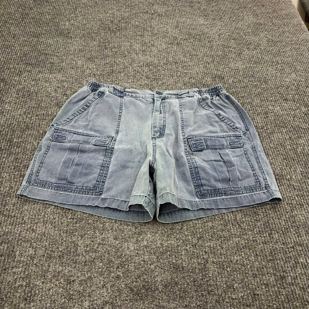 Vintage Talos Cargo Shorts Mens 38 Blue Cotton Elastic Waist Utility Gorpcore